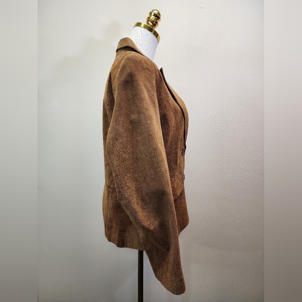 Bagatelle Brown Leather Blazer Jacket, Size 10P - Picture 5 of 7